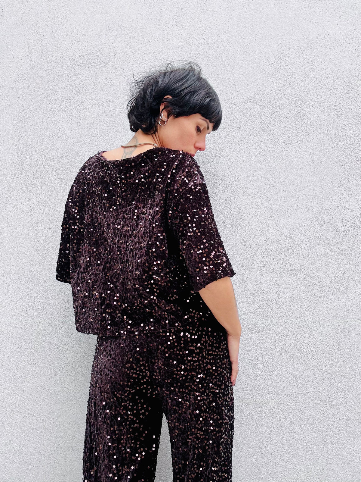 T-shirt paillettes cioccolato