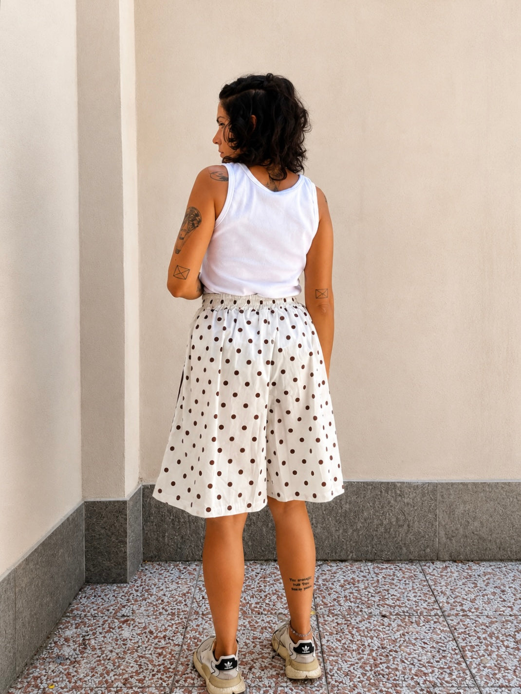 Pantalone sport Pois crema