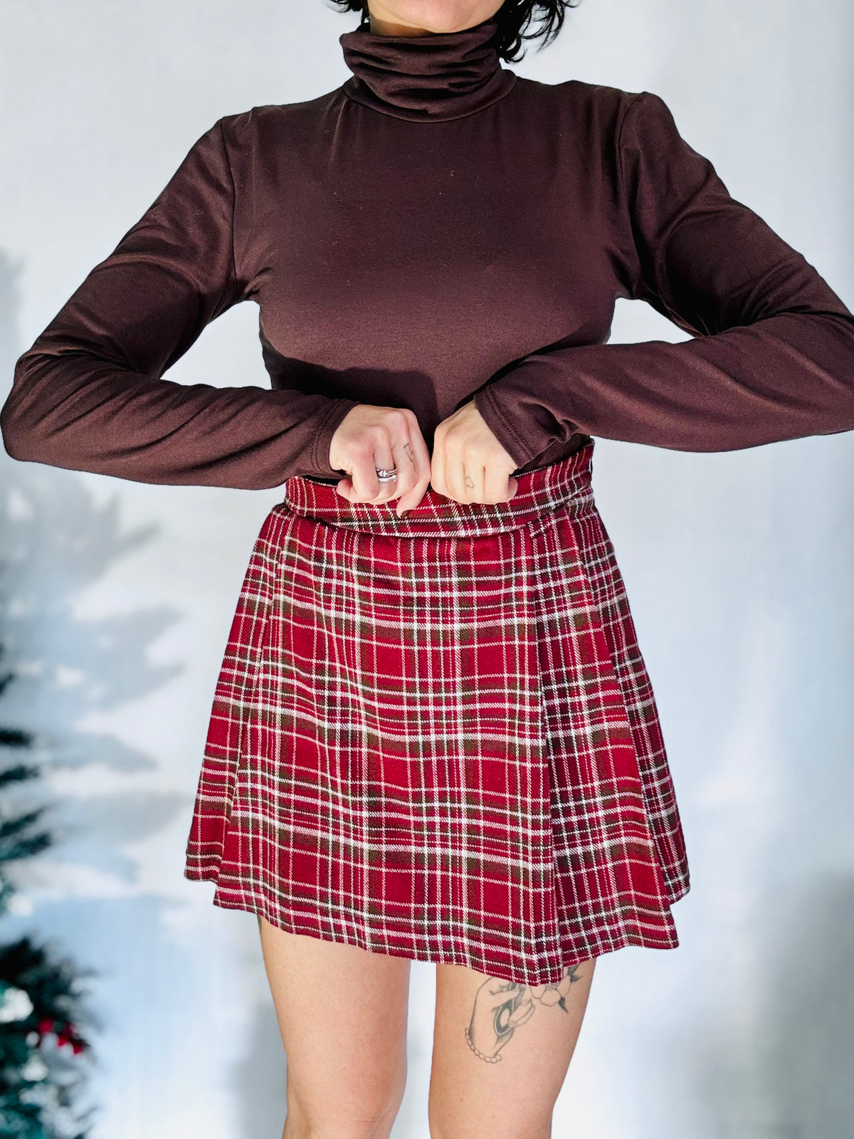 Panta gonna  scozzese bordeaux