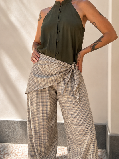 Pantalone a quadri con bandana