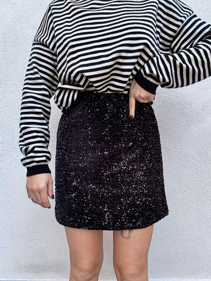 Minigonna paillettes nera