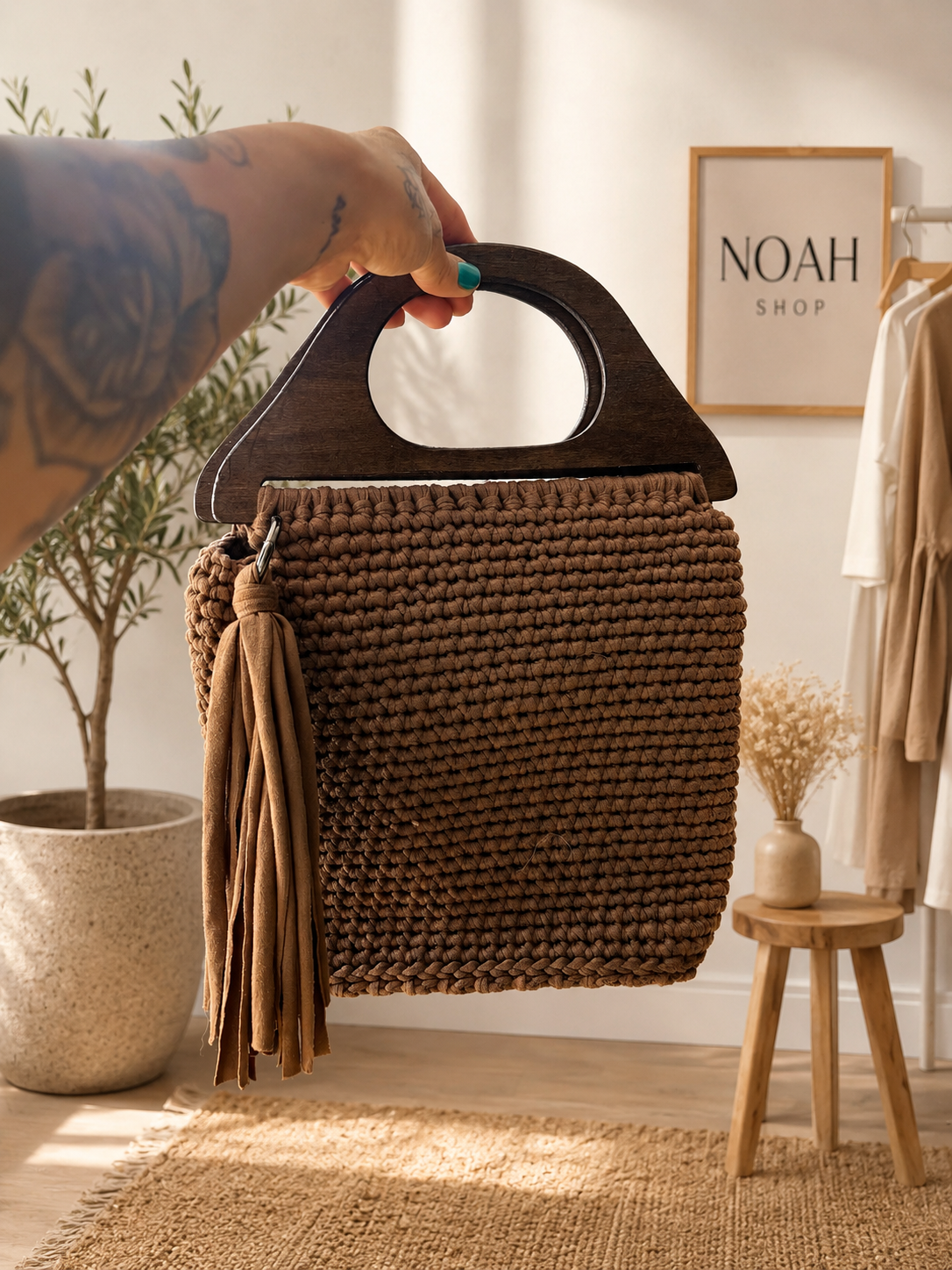 Borsa Zante manico in legno
