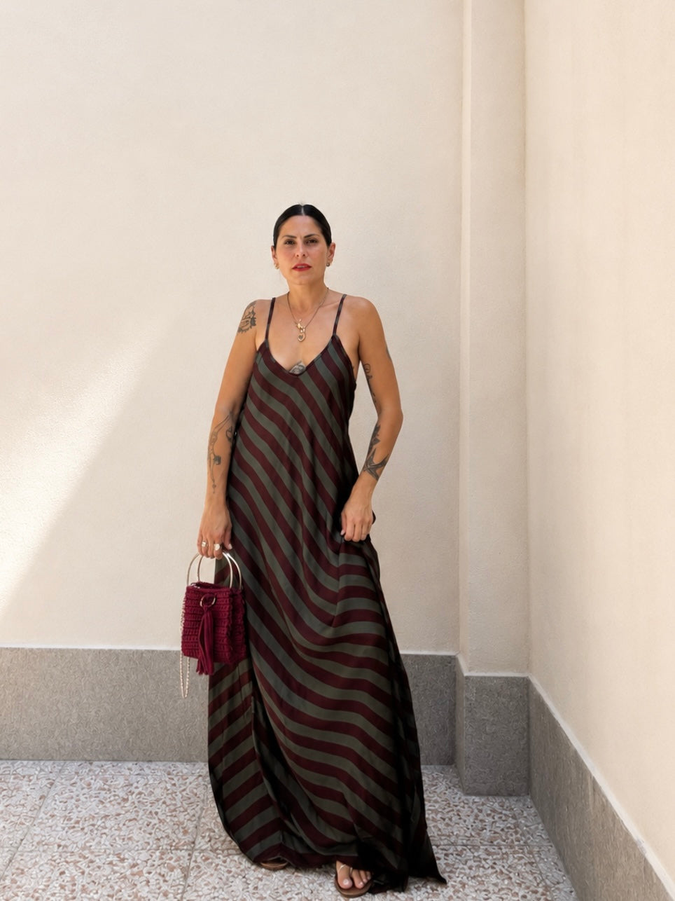Abito a righe Bordeaux & Verdone