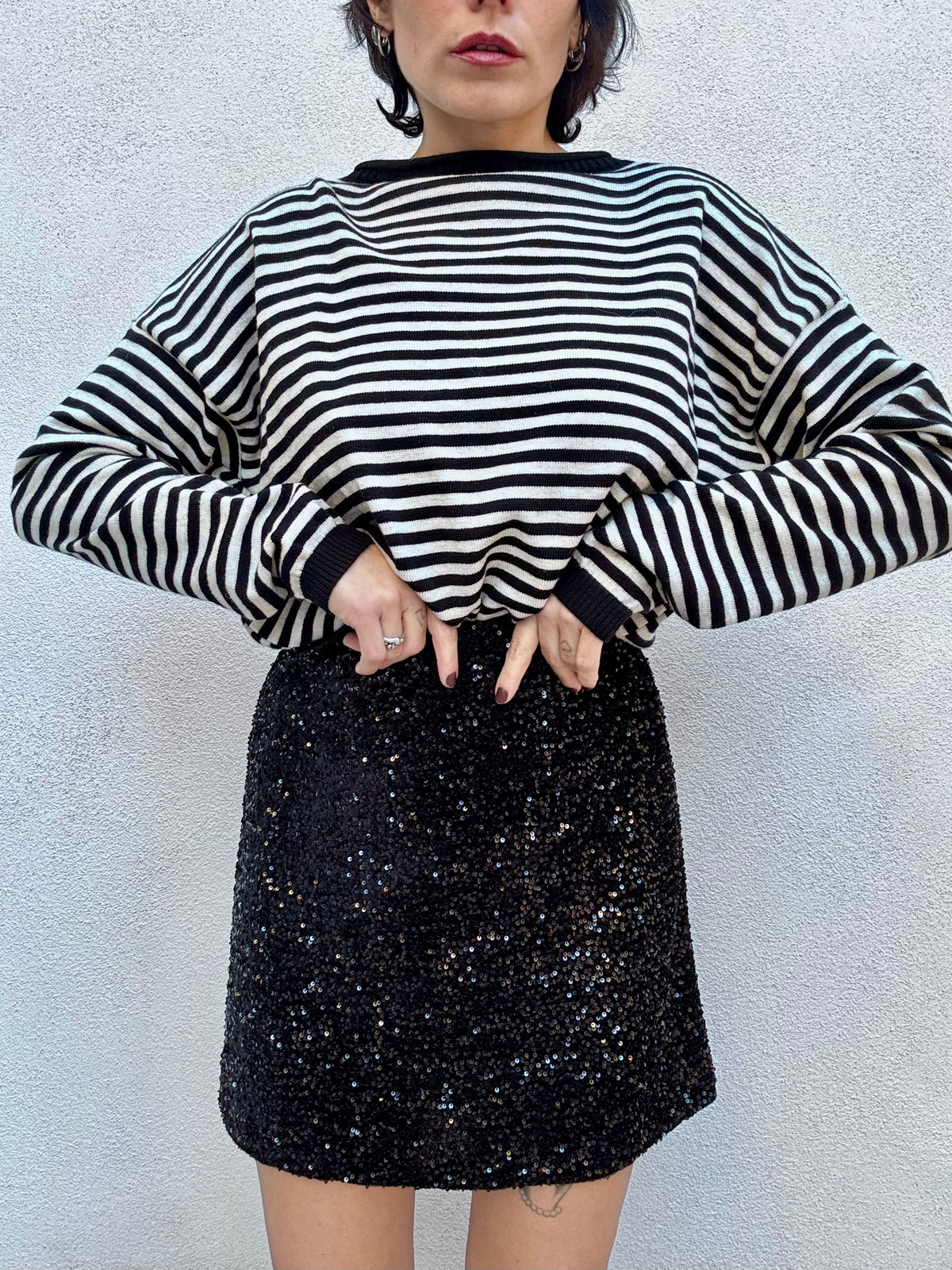 Minigonna paillettes nera