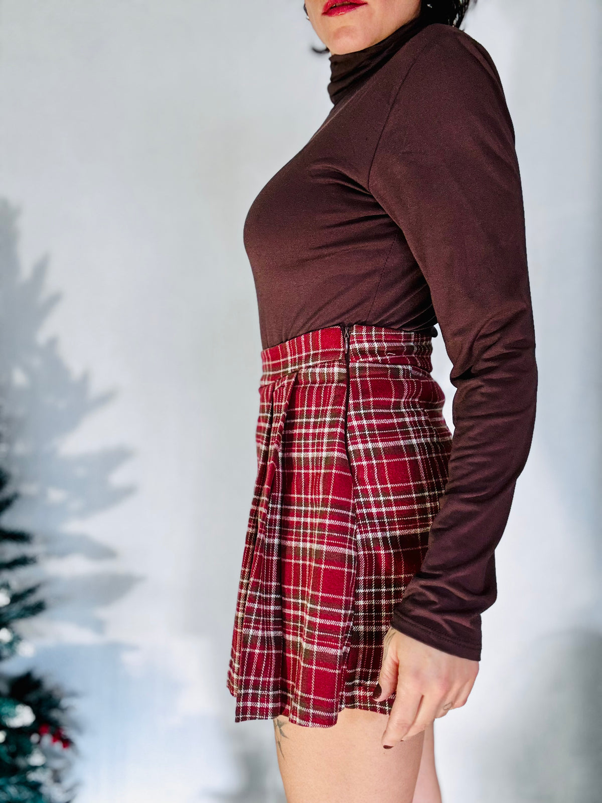 Panta gonna  scozzese bordeaux