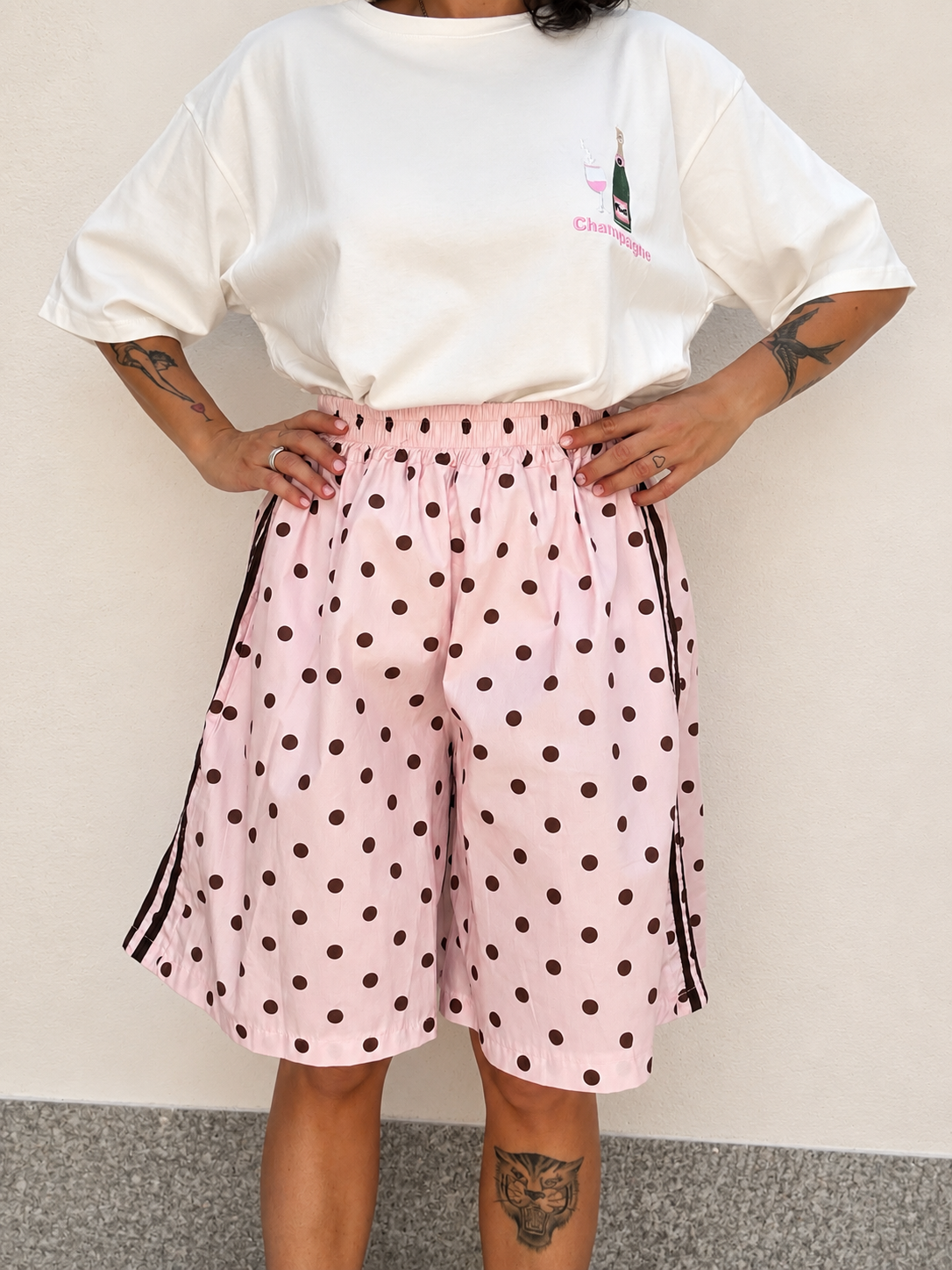 Pantalone sport Pois Rosa
